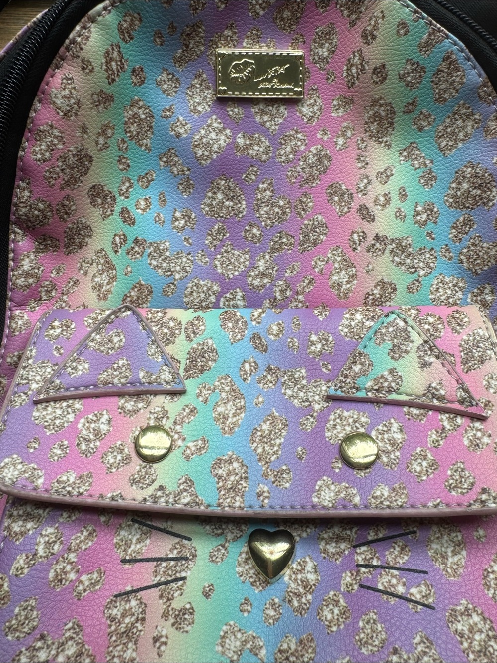 Betsey Johnson Cat Kitten Rainbow Backpack - Picture 5 of 10